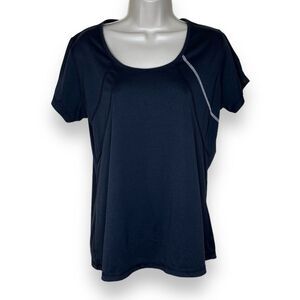 Bolle Scoop Neck Short Sleeve Black Contrast Stitch Workout Top Women Size XL